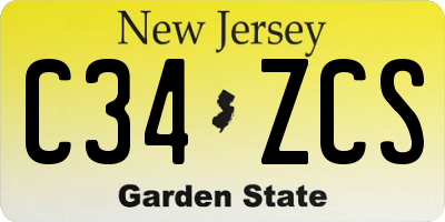 NJ license plate C34ZCS