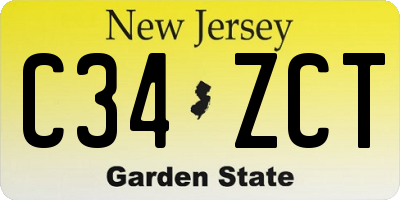 NJ license plate C34ZCT