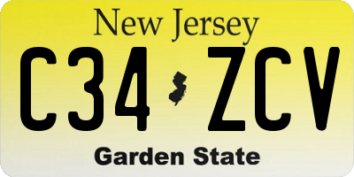 NJ license plate C34ZCV