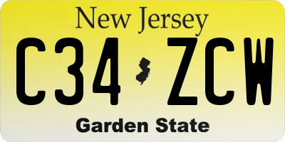 NJ license plate C34ZCW