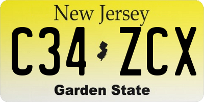 NJ license plate C34ZCX
