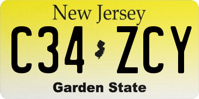 NJ license plate C34ZCY