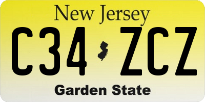 NJ license plate C34ZCZ