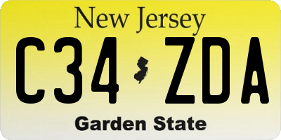 NJ license plate C34ZDA