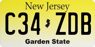 NJ license plate C34ZDB