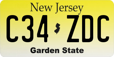 NJ license plate C34ZDC