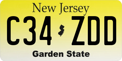 NJ license plate C34ZDD