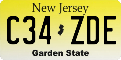 NJ license plate C34ZDE