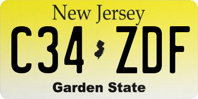 NJ license plate C34ZDF