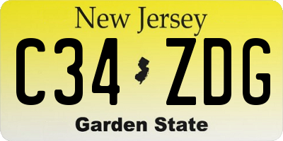 NJ license plate C34ZDG