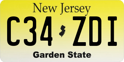 NJ license plate C34ZDI