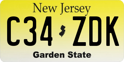 NJ license plate C34ZDK
