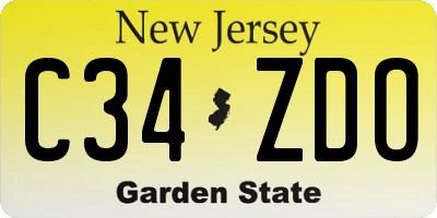 NJ license plate C34ZDO