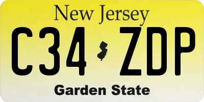 NJ license plate C34ZDP