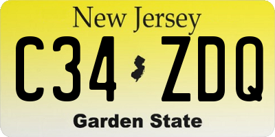 NJ license plate C34ZDQ