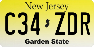 NJ license plate C34ZDR