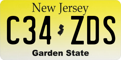 NJ license plate C34ZDS
