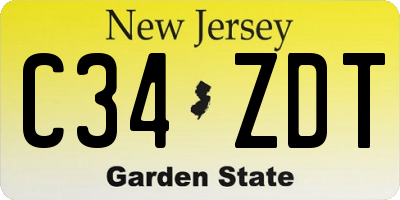 NJ license plate C34ZDT