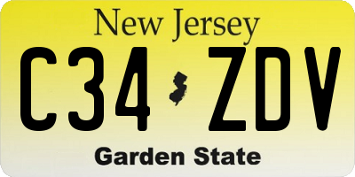 NJ license plate C34ZDV
