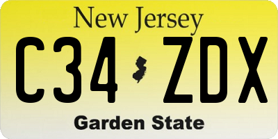NJ license plate C34ZDX