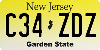 NJ license plate C34ZDZ