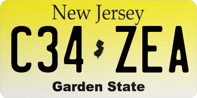 NJ license plate C34ZEA