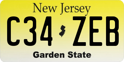 NJ license plate C34ZEB