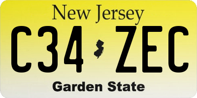 NJ license plate C34ZEC