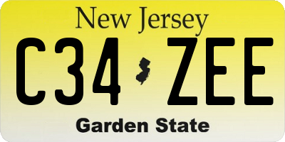 NJ license plate C34ZEE
