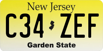NJ license plate C34ZEF