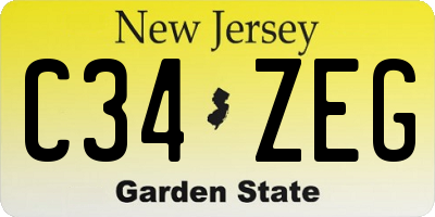 NJ license plate C34ZEG