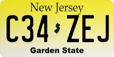 NJ license plate C34ZEJ