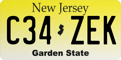 NJ license plate C34ZEK