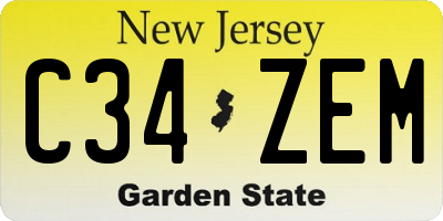 NJ license plate C34ZEM