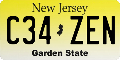 NJ license plate C34ZEN