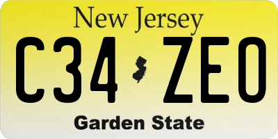 NJ license plate C34ZEO