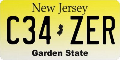NJ license plate C34ZER