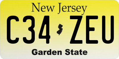 NJ license plate C34ZEU