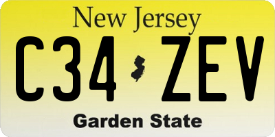 NJ license plate C34ZEV