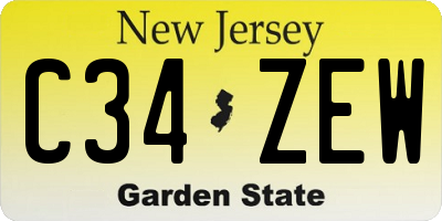 NJ license plate C34ZEW