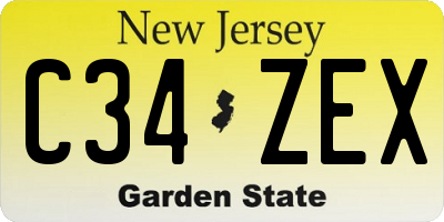 NJ license plate C34ZEX