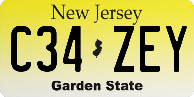 NJ license plate C34ZEY