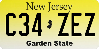 NJ license plate C34ZEZ