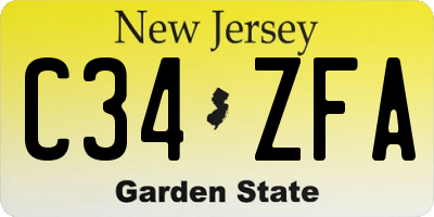 NJ license plate C34ZFA