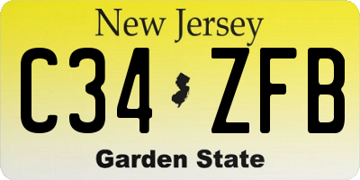 NJ license plate C34ZFB