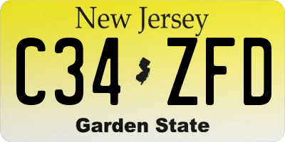 NJ license plate C34ZFD