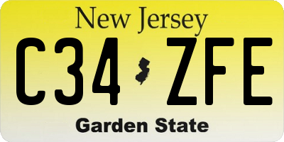 NJ license plate C34ZFE