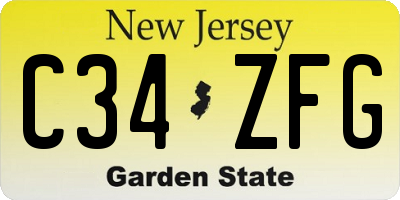 NJ license plate C34ZFG