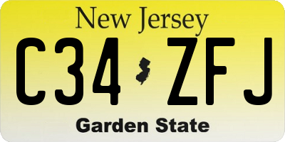 NJ license plate C34ZFJ