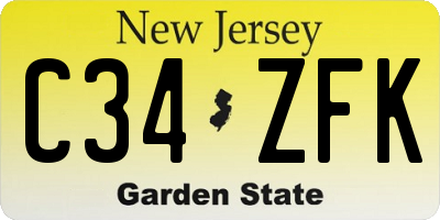 NJ license plate C34ZFK